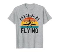 I'D Rather Be Flying Funny Avión Piloto Hombres Mujeres Niños Camiseta, Hombre, Gris Jaspeado, S