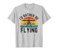 I'D Rather Be Flying Funny Avión Piloto Hombres Mujeres Niños Camiseta, Hombre, Plata, S