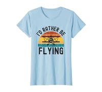 I'D Rather Be Flying Funny Avión Piloto Hombres Mujeres Niños Camiseta, Mujer, Azul Bebé, 3XL