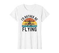 I'D Rather Be Flying Funny Avión Piloto Hombres Mujeres Niños Camiseta, Mujer, Blanco, S