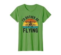 I'D Rather Be Flying Funny Avión Piloto Hombres Mujeres Niños Camiseta, Mujer, Hierba, S