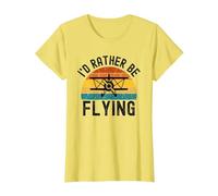 I'D Rather Be Flying Funny Avión Piloto Hombres Mujeres Niños Camiseta, Mujer, Limón, M