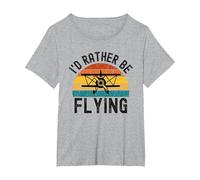 I'D Rather Be Flying Funny Avión Piloto Hombres Mujeres Niños Camiseta, Mujer Tallas Grandes, Gris Jaspeado, 4XL Grande