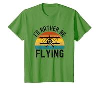 I'D Rather Be Flying Funny Avión Piloto Hombres Mujeres Niños Camiseta, Niños, Hierba, 12 años