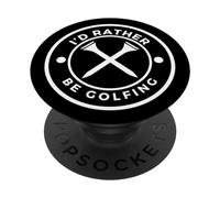 'I'D Rather Be Golfing' Funny Golf tee with Crossed Tees PopSockets PopGrip Adhesivo