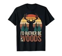 I'D Rather Be In The Woods Funny Camping Hiking Outdoors Camiseta