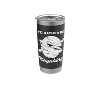 I'd Rather Be Kayaking River Canoa Paddling Retro Kayak Vaso térmico de acero inoxidable de doble pared