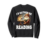 Id Rather Be Reading Book Gnome Graphic For Wine Teacher Sudadera