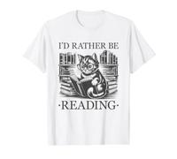 I'D Rather Be Reading Camiseta gráfica económica, Hombre, Blanco, M