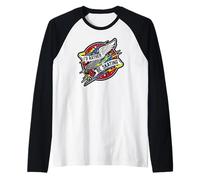I'D Rather Be Skating Roller Skate Wings Retro Distressed Camiseta Manga Raglan