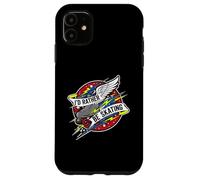 I'D Rather Be Skating Roller Skate Wings Retro Distressed Carcasa para iPhone 11