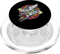 I'D Rather Be Skating Roller Skate Wings Retro Distressed PopSockets PopGrip para MagSafe
