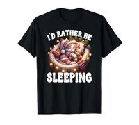 ID Rather Be Sleeping Cat For Winter with Christmas Lights Camiseta