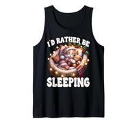 ID Rather Be Sleeping Cat For Winter with Christmas Lights Camiseta sin Mangas