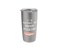 I'd Rather Be Trout Fishing Funny Fish Angler Vaso térmico de acero inoxidable de doble pared