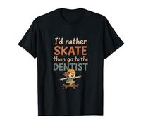 Id Rather Skate Than Go To Dentist Vintage Skateboard Art Camiseta