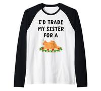 Id Trade My Sister For A Turkey Funny Thanksgiving Camiseta Manga Raglan