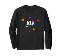 IDA - Hermoso nombre de niña con mariposas coloridas Manga Larga