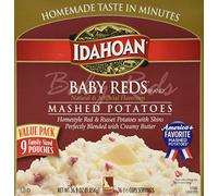 Idahoan Baby Reds Mashed Potatoes, Made with Gluten-Free Red & Russet Potatoes, 36.9oz Value Pack includes 9 Pouches (4 Servings Each)