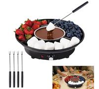 IDAMAKON Juego de fondue de chocolate de 25 W y 280 ml, de chocolate eléctrico, con 2 ajustes de temperatura, un cuenco para chocolate, frutas y galletas y 5 tenedores, ideal para eventos románticos
