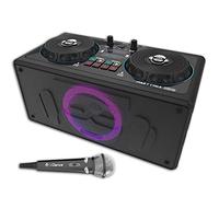 iDance DJ303 PARTYMIX - Altavoz portátil de 200 vatios Bass Reflex - Mezclador de audio y platinas de volumen - Micro con cable - Juego de luces de disco - Recargable