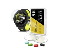 iDaPro Paquete de 4 + 4 protectores de pantalla para Garmin Forerunner 170/170 Music/Forerunner 70 con tapones de silicona antipolvo y cristal templado 9H en estuche de almacenamiento reutilizable