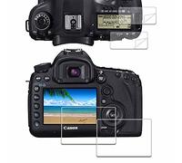 iDaPro para Protector de pantalla para Canon EOS 5D Mark IV / 5D Mark III Vidrio templado [2Pcs]+Película PET para pantalla secundaria[2Pcs],9H,Antiarañazos,Antiburbujas,Antihuellas,Ultra delgado