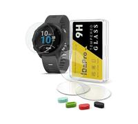 iDaPro para Protector de pantalla para Garmin Forerunner 245 Music / 245 Vidrio templado [4Pcs]+Tapones antipolvo de silicona[4Pcs],9H,Antiarañazos,Antiburbujas,Antihuellas,Ultra delgado