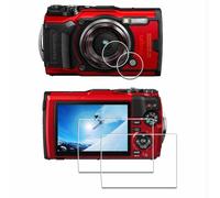 iDaPro para Protector de pantalla para Olympus Tough TG-7, TG-6, TG-5, TG7, TG6, TG5, OM SYSTEM Tough TG-7 Vidrio templado [2Pcs]+Vidrio templado para pantalla secundaria[2Pcs],9H,Antiarañazos