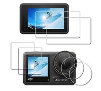 iDaPro Protector de pantalla para DJI Osmo Action 4 LCD + pantalla pequeña + protector de lente [paquete de 2+2+2] vidrio templado resistente a los arañazos, fácil instalación