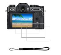 iDaPro Protector de pantalla para Fujifilm X-T30 II X-T30II Fuji XT30 II cristal templado + correa de mano [3 + 1 pieza], dureza 9H