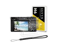 iDaPro Protector de Pantalla para Sony Alpha A6700 Vidrio Templado [3 Piezas] + Correa de Mano [1 Pieza], 9H, Antiarañazos, Antiburbujas, Antihuellas, Ultra Delgado, Fácil Instalación
