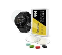 iDaPro Protector Pantalla Aplicable para Garmin Forerunner 955/955 Solar, Cristal Templado Screen Protector Accesorios + Tapones de Silicona Antipolvo -Antiarañazos sin Burbujas
