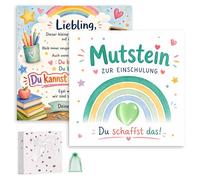 iDattel Mutstein para niños escolarización escolar 2026 regalo para niños, bolsa escolar, relleno de regalos para escolarización, amuleto de la suerte, comienzo escolar, juego de corazón verde 2026