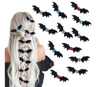 IDDFEVE 12 pinzas para el pelo de Halloween para mujeres y doradas, coloridos ojos de diablo gótico con borde de ala de murciélago, horquilla para disfraz de cosplay, accesorios decorativos para el