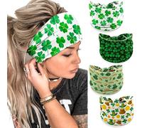 IDDFEVE 4 diademas para el día de San Patricio para mujer, diademas de trébol irlandés, duende de trébol, accesorios para el cabello de regalo festivo (moneda)