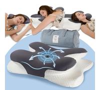 IDEA Almohada Cervical, Almohada Ergonómico de Espuma Viscoelastica, Almohada Ortopedica Espuma de Memoria, Almohada Cervicales y Cuello para Dormir de Lado y Boca Arriba, Memory Foam Pillow