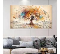 Idea creativa, carteles de árboles con temas musicales, partituras, lienzo, pintura artística de pared, impresiones de árboles vintage, para decoración de sala de estar, oficina, 70x140cm sin marco