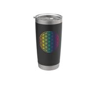 Idea de regalo de geometría sagrada brujería gótica, flor de la vida Vaso térmico de acero inoxidable de doble pared