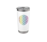 Idea de regalo de geometría sagrada brujería gótica, flor de la vida Vaso térmico de acero inoxidable de doble pared