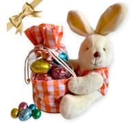Idea de regalo de Pascua 2024 - Tarro de plástico Conejo de 18 cm + Huevos de chocolate de 200 g de sabores surtidos