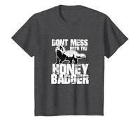 Idea de Regalo Divertida del Equipo Honey Badger Saying Camiseta, Niños, Jaspeado Oscuro, 8 años