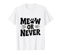 Idea Divertida para Amantes de los Gatos Vintage Meow Or Never Camiseta