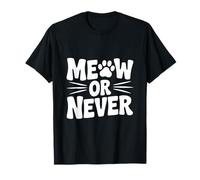 Idea Divertida para Amantes de los Gatos Vintage Meow Or Never Camiseta