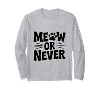 Idea Divertida para Amantes de los Gatos Vintage Meow Or Never Manga Larga