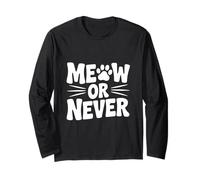 Idea Divertida para Amantes de los Gatos Vintage Meow Or Never Manga Larga