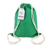 IDEA HOME Bolsa de Deporte de Algodón - Mochila de Cuerda 36x44 cm 250g/m2 - Bolsa Deportiva para Pintar, Natural, Reutilizable para Deporte y Viaje, Verde