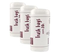 IDEA HOME Bolsas de Basura de Plástico 20L - Resistentes Sacos de Basura para Reciclar 40 Unidades, Blanco (Paquete de 3)