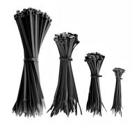 IDEA HOME Bridas de Plástico para Cables 200 Piezas - Abrazaderas de Plástico Negras 100/150/200/300mm - Juego de Bridas, Resistentes a los Rayos UV, Resistentes al Calor
