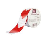 IDEA HOME Cinta de Marcado Autoadhesiva 50 mm x 5 m - Cinta de Advertencia con Rayas Reflectantes y Flechas - Marcaje de Suelo y Seguridad en Blanco/Rojo